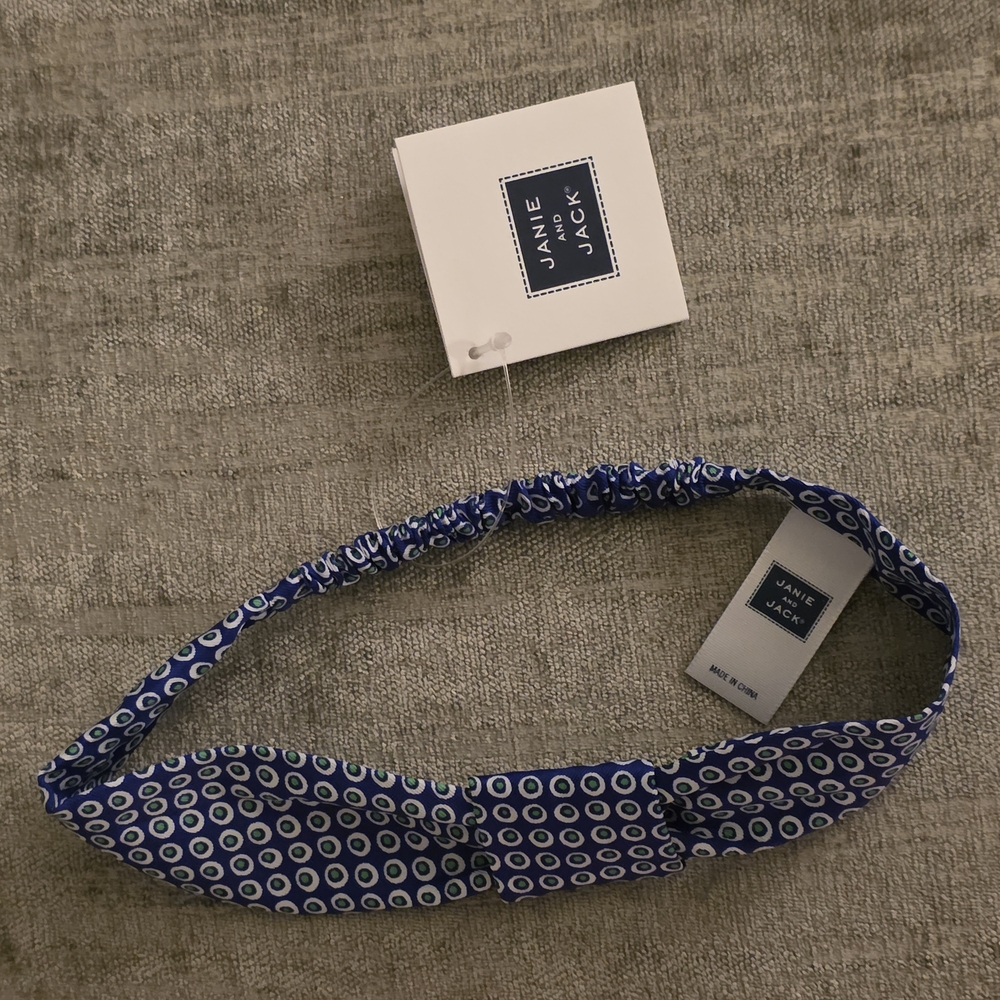 Janie and Jack Navy and White Patterned Headband